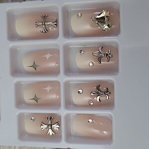 2/$16 3D Rhinestone Cross Press on Nails
